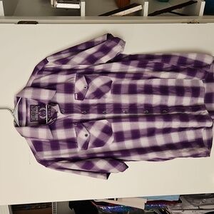 DIXXON Purple and White Plaid Short-Sleeve Button-Down Shirt
